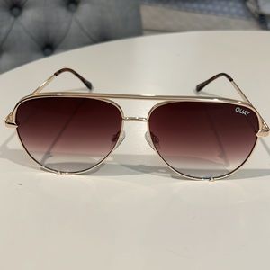 Quay Australia Gold/brown fade high key women’s oversized sunglasses